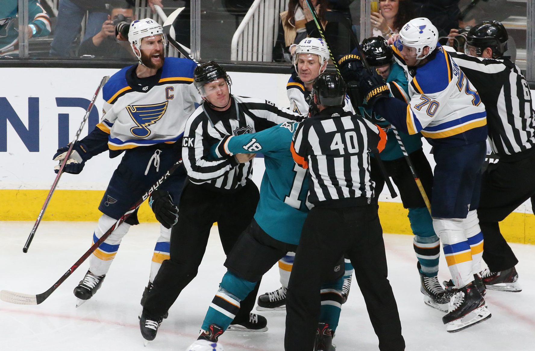 Blues and Sharks skate in game 5 of the semifinals